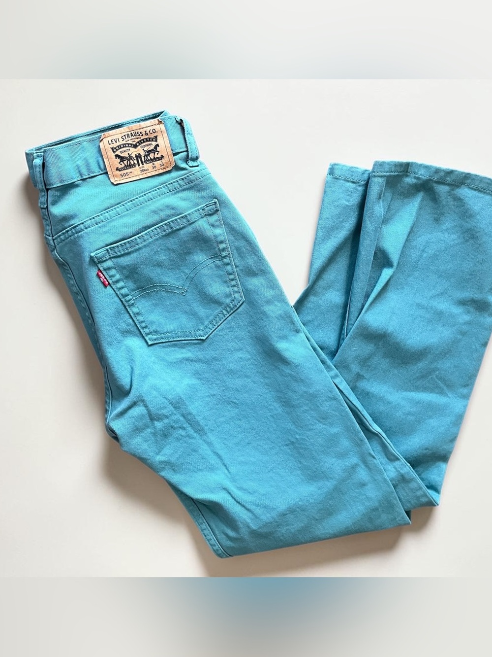 Levi's 505 Straight Leg Jeans Teal Green W30 x L30 Womens Size 20 Reg Stretch